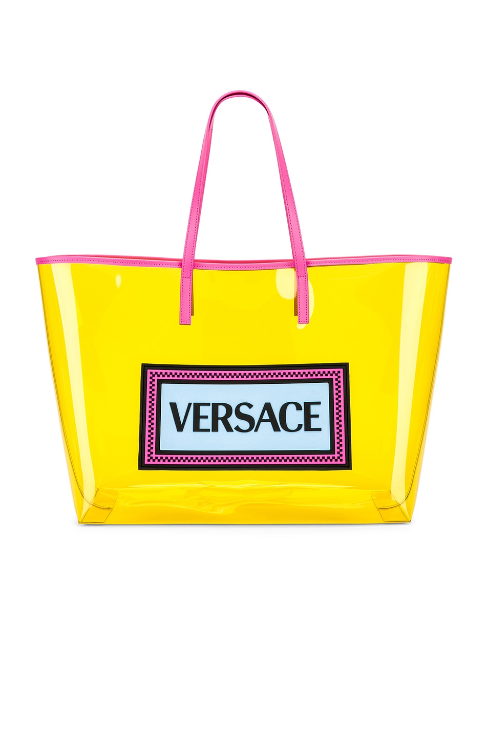 Image 1 of VERSACE Clear Vinyl Logo Tote in Yellow