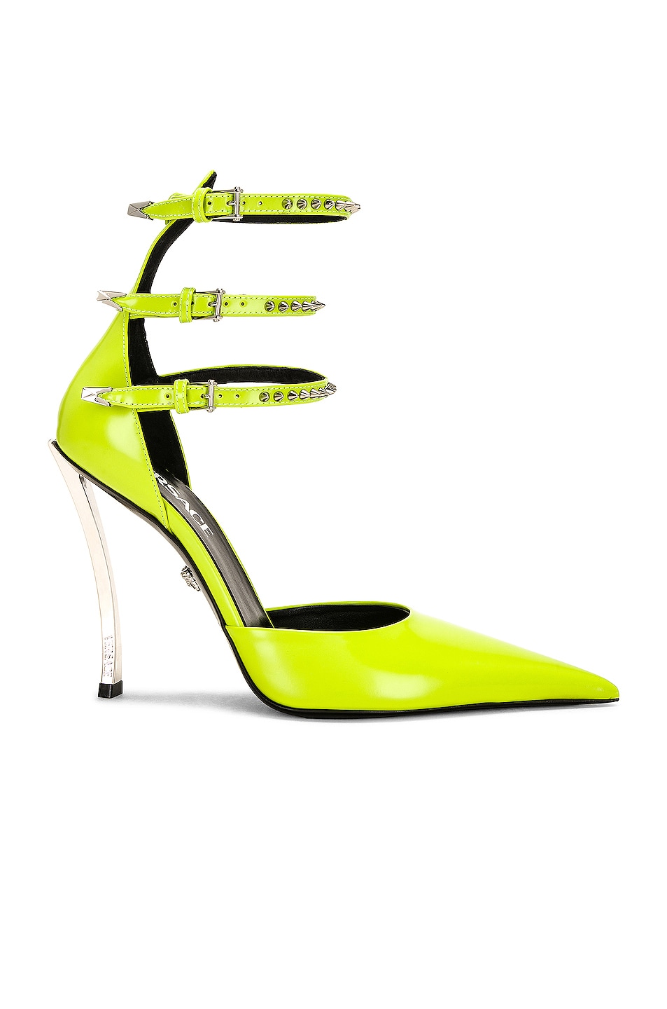 Image 1 of VERSACE Caged Ankle Pumps in Acid Lime & Palladio