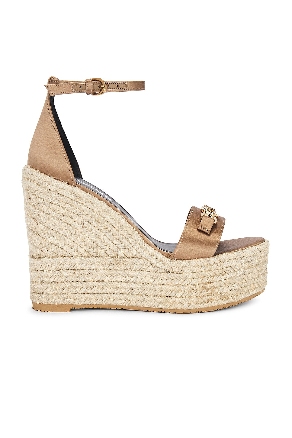 Image 1 of VERSACE Fabric Wedge Espadrille Sandal in Camel