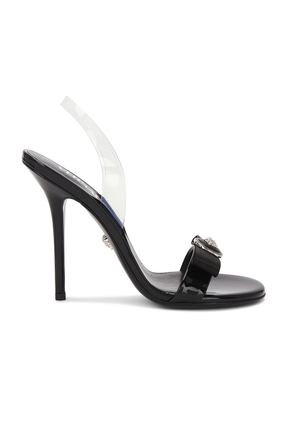 Image 1 of VERSACE Slingback Sandal in Black & Palladium