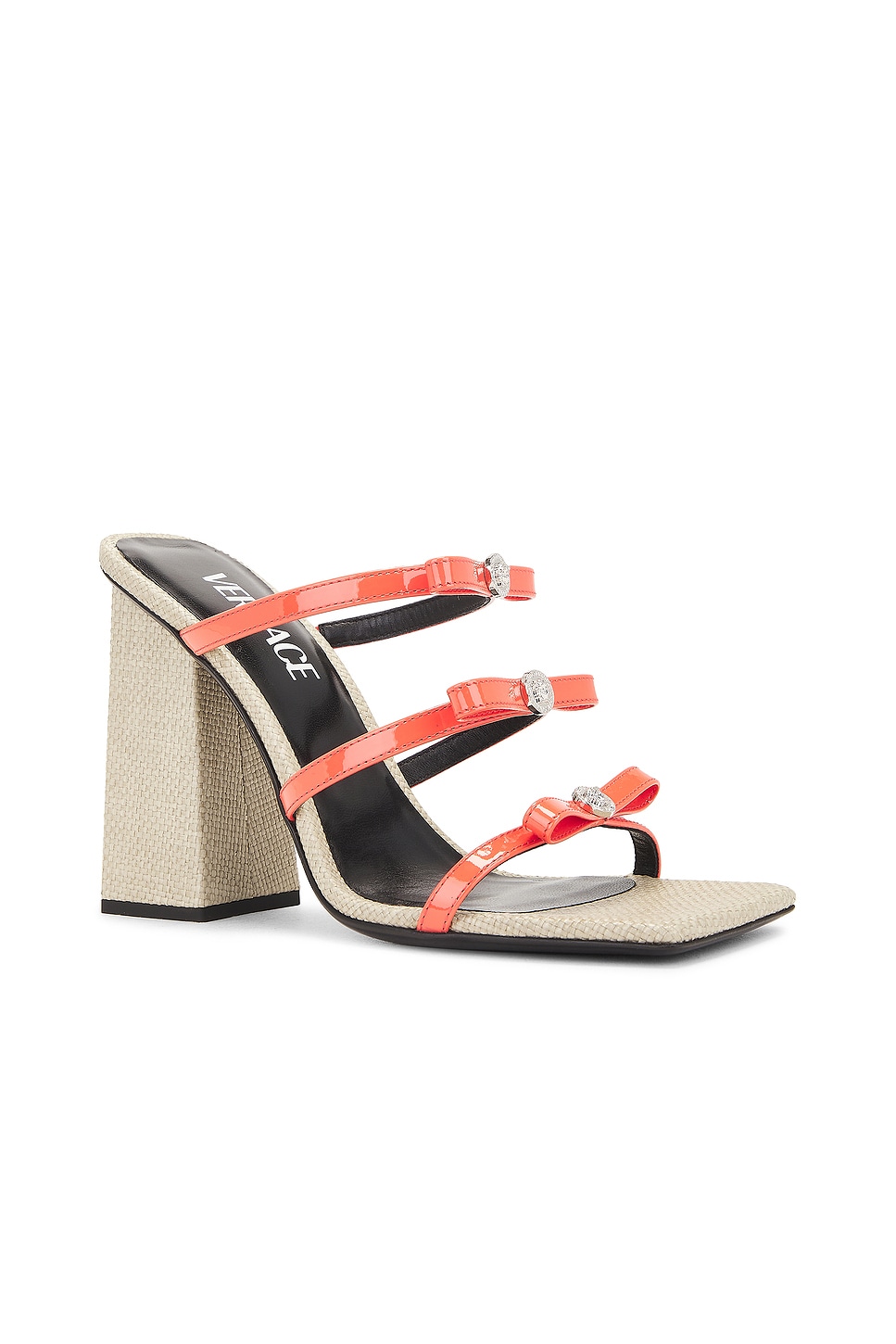 Shop Versace Mule Sandal In Coral & Palladio