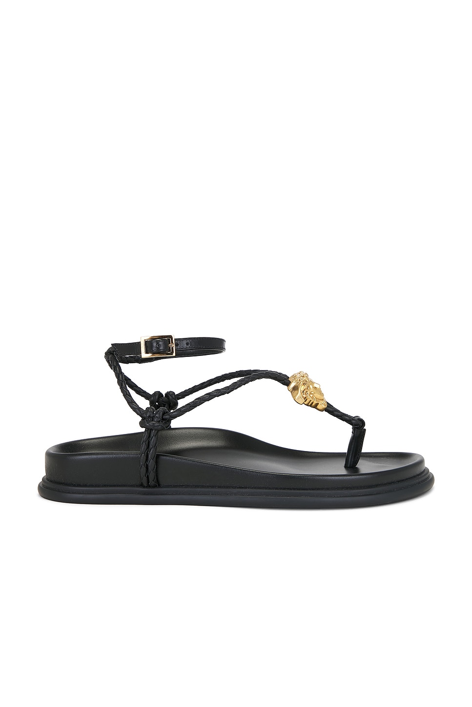 Image 1 of VERSACE Strappy Sandal in Black & Gold