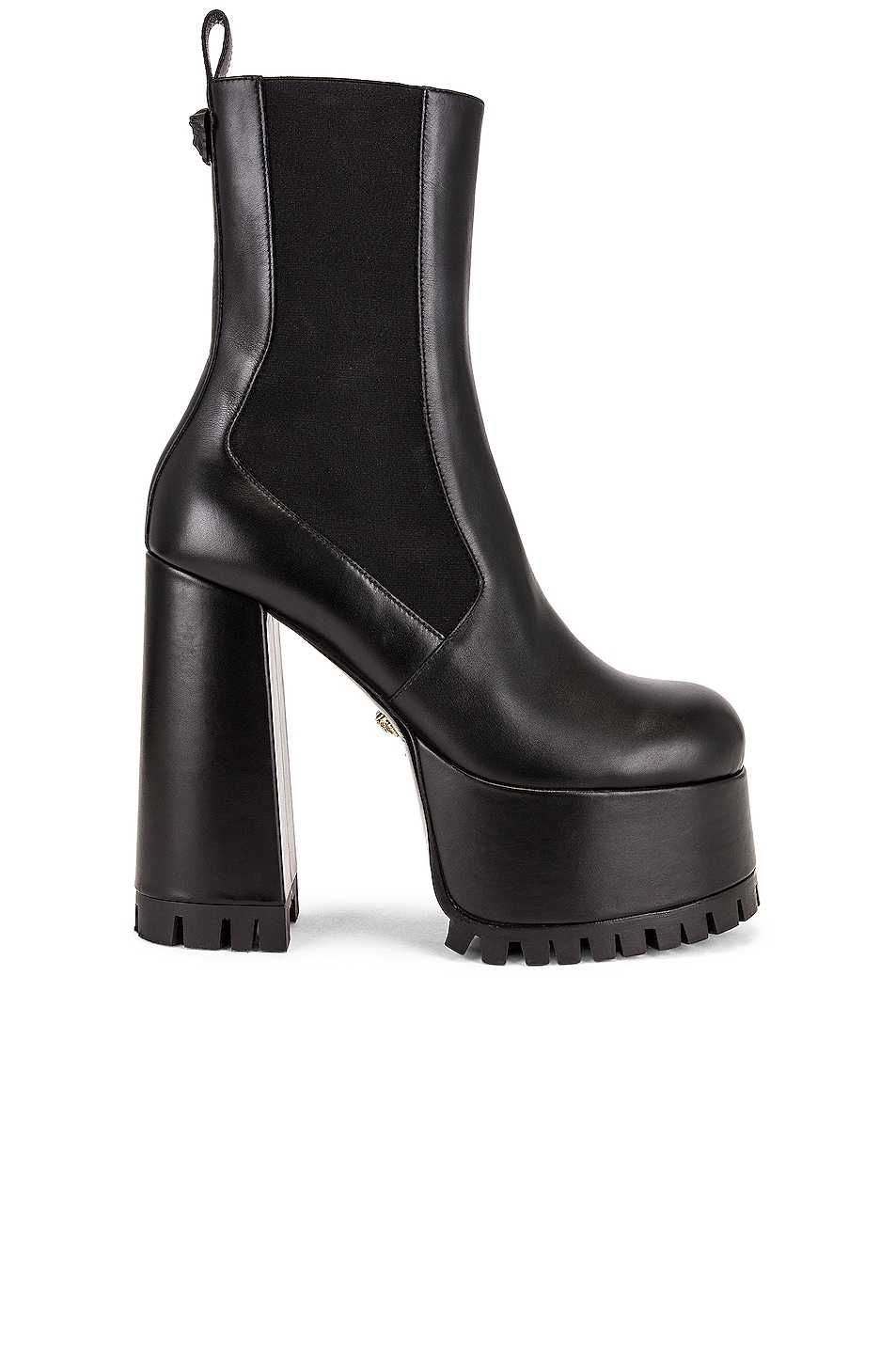 Image 1 of VERSACE Leather Platform Ankle Boots in Nero
