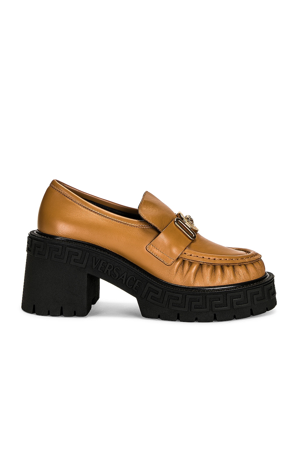 Image 1 of VERSACE Greca Loafers in Tawny Brown & Oro