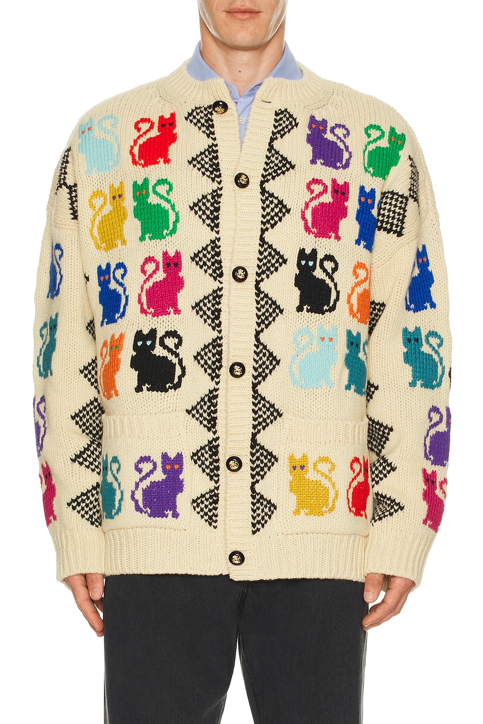 Image 1 of Valentino Wool Cat Cardigan in Multicolor