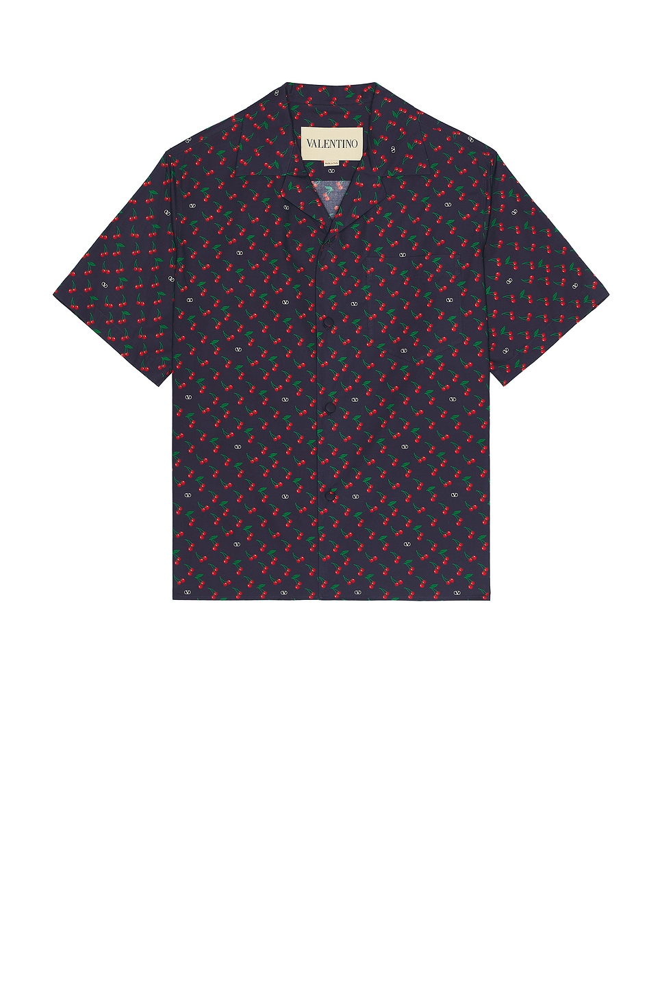Image 1 of Valentino Cherryfic Bowling Shirt in Blue, Rosso, & Verde