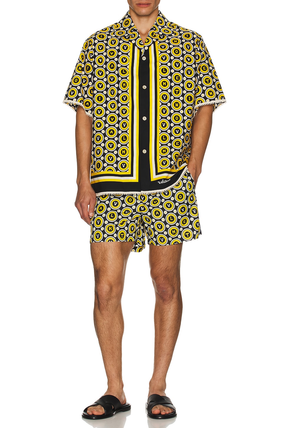 Image 1 of Valentino Swim Shorts in Black & Yellow