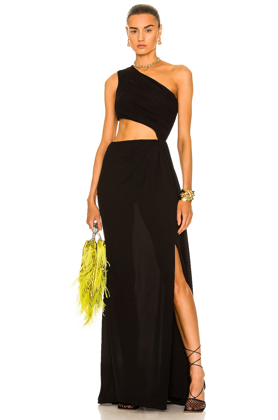 Image 1 of Valentino One Shoulder Gown in Nero