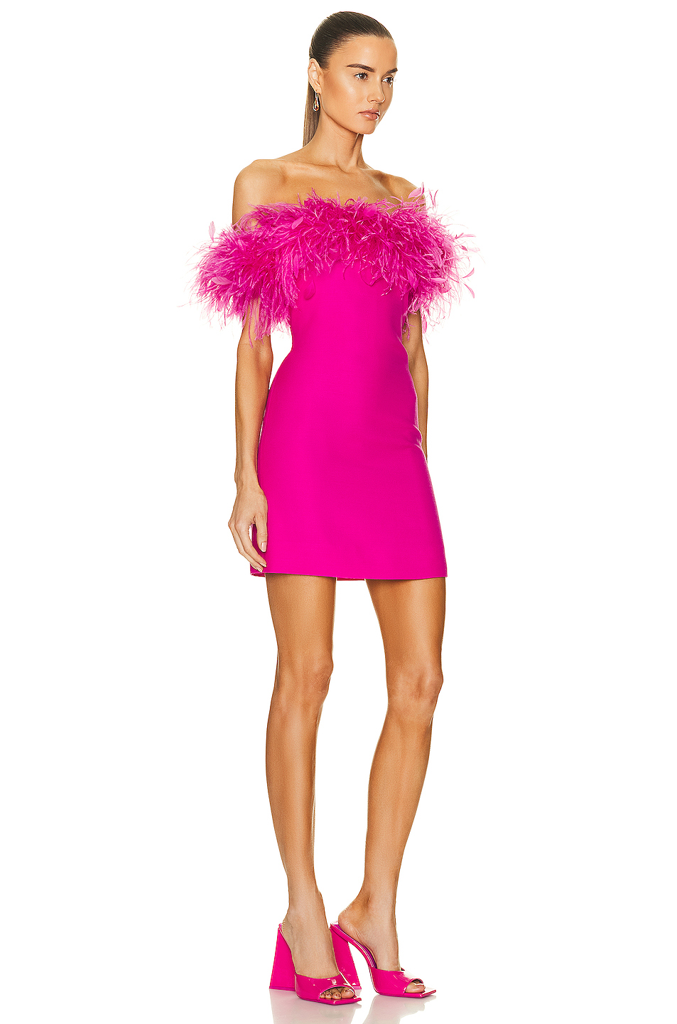 Valentino Feather Mini Dress in Pink FWRD