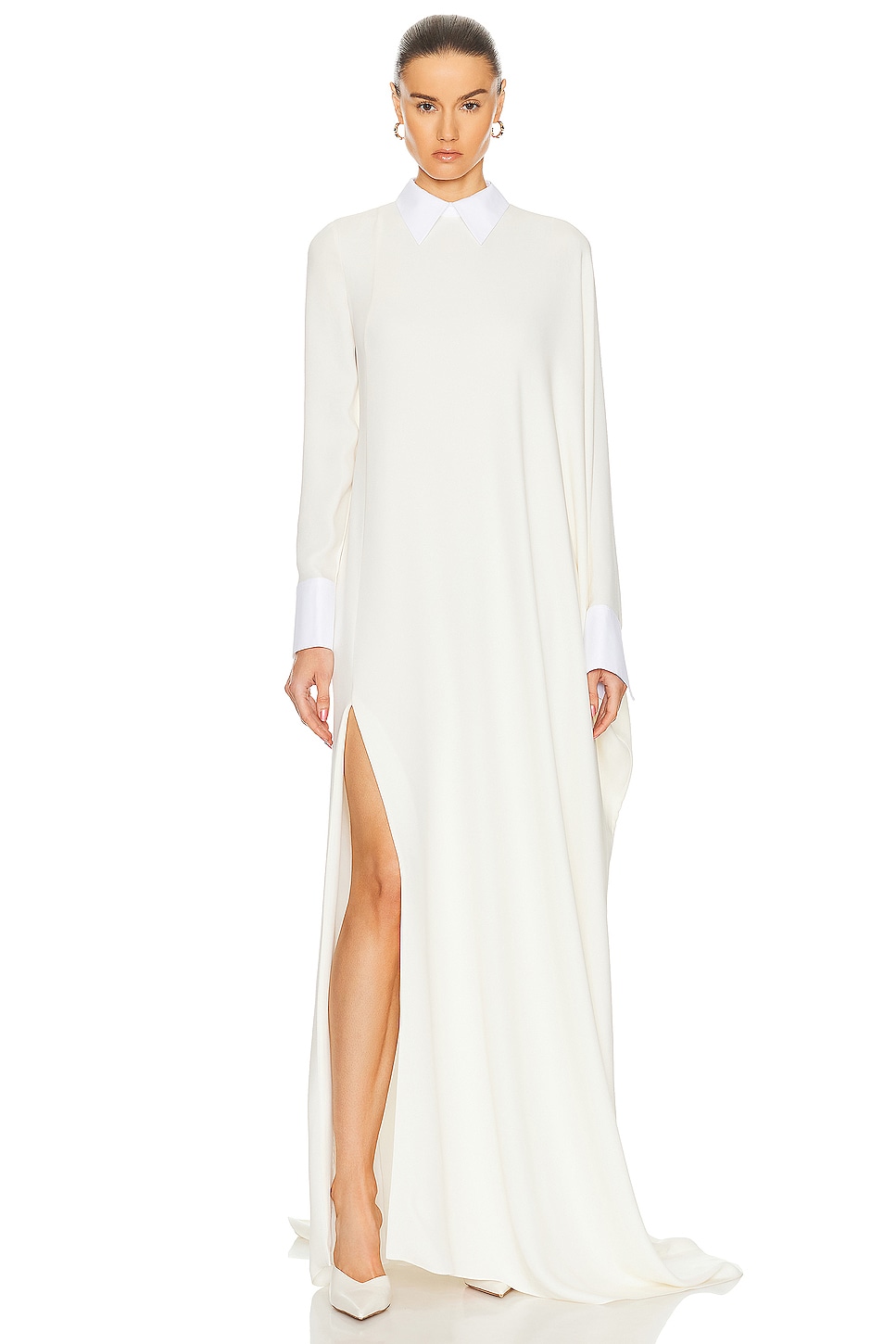 Image 1 of Valentino Long Sleeve Gown in Avorio & Bianco