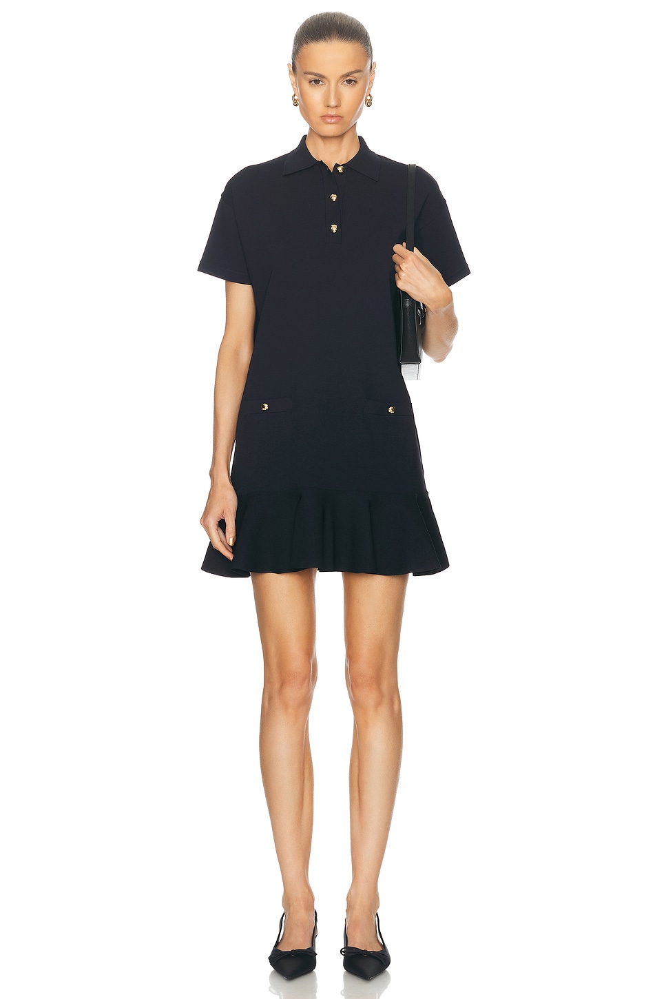 Image 1 of Valentino Stretched Solid Dress in Navy
