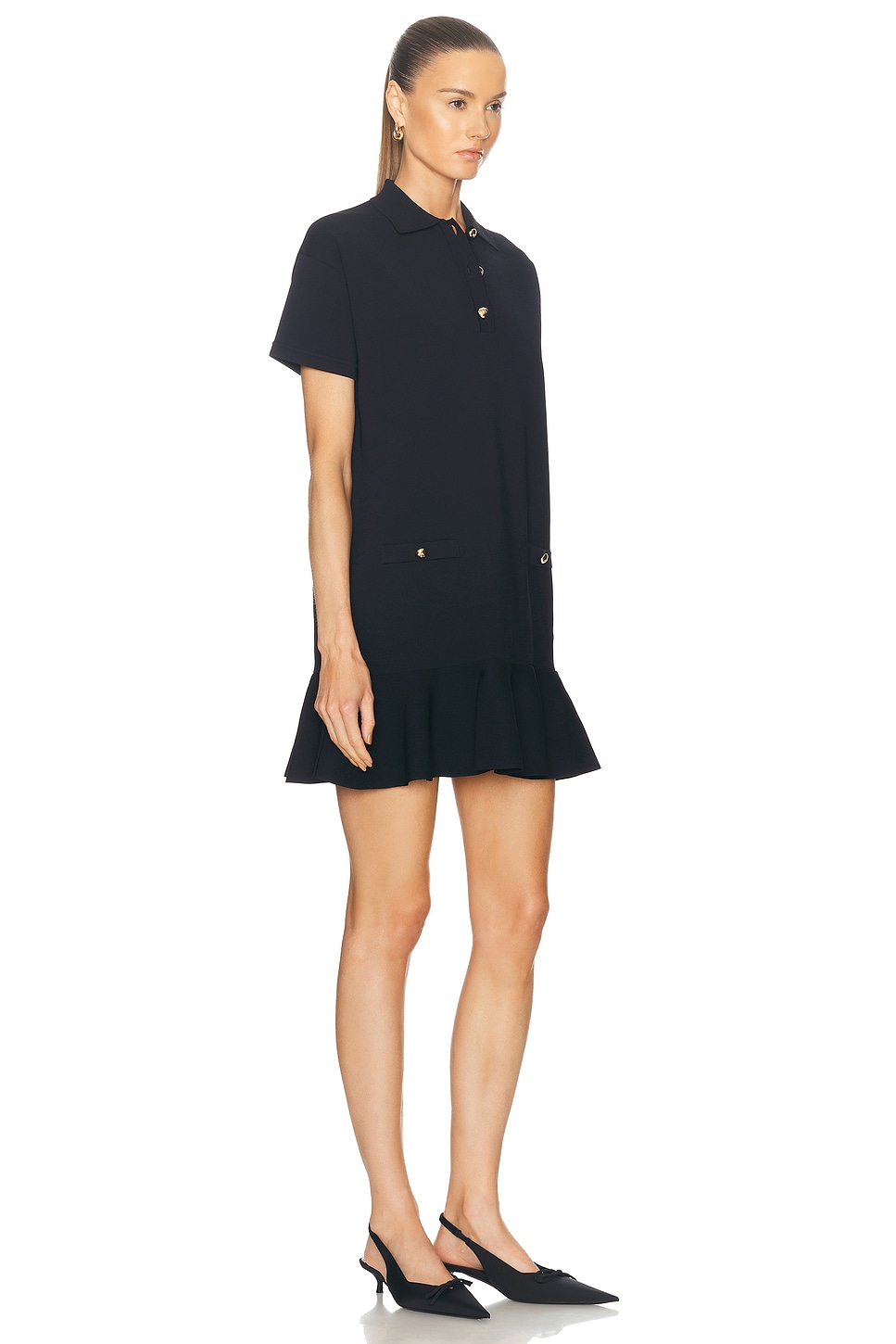 Shop Valentino Stretched Solid Dress In Navy