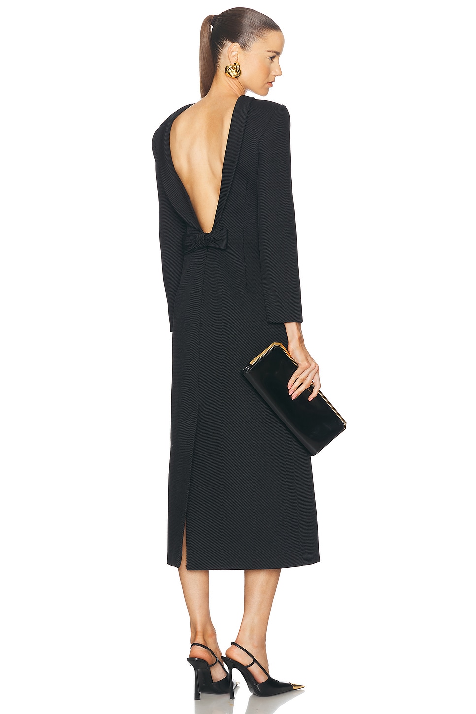 Image 1 of Valentino Structured Diagonal Dress in Nero