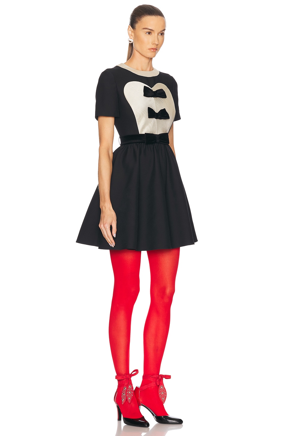 Valentino Double-bow Mini Dress In Wool