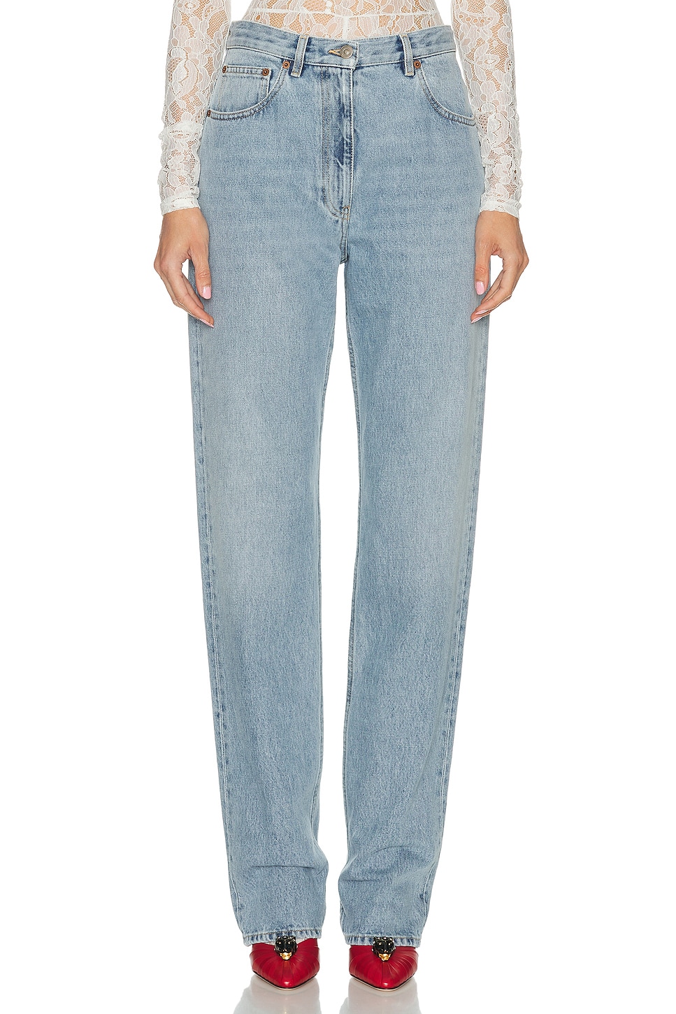 Image 1 of Valentino 5 Tasche Straight Leg in Denim Blu Lav Chiaro