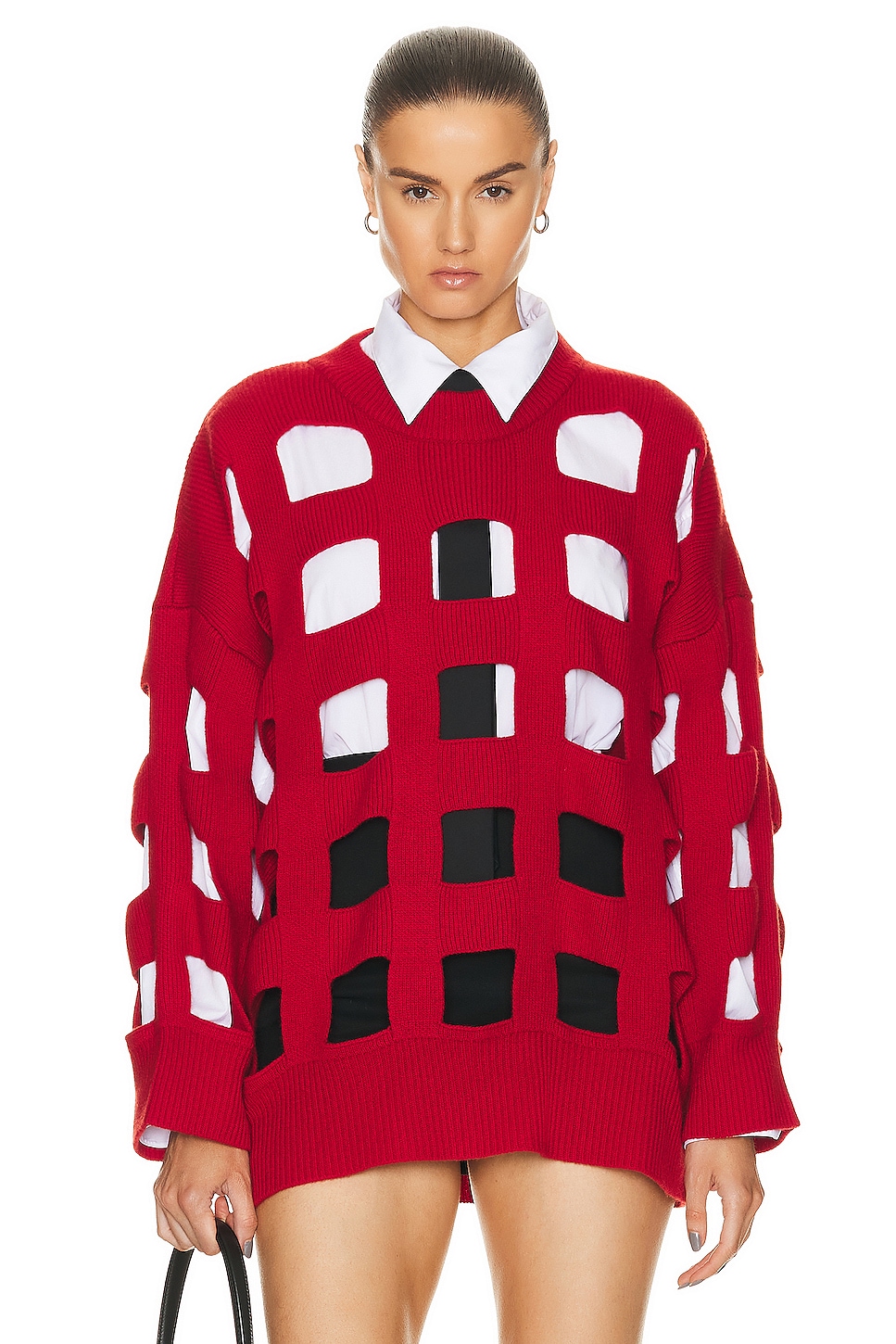 Image 1 of Valentino Cut Out Sweater in Rosso