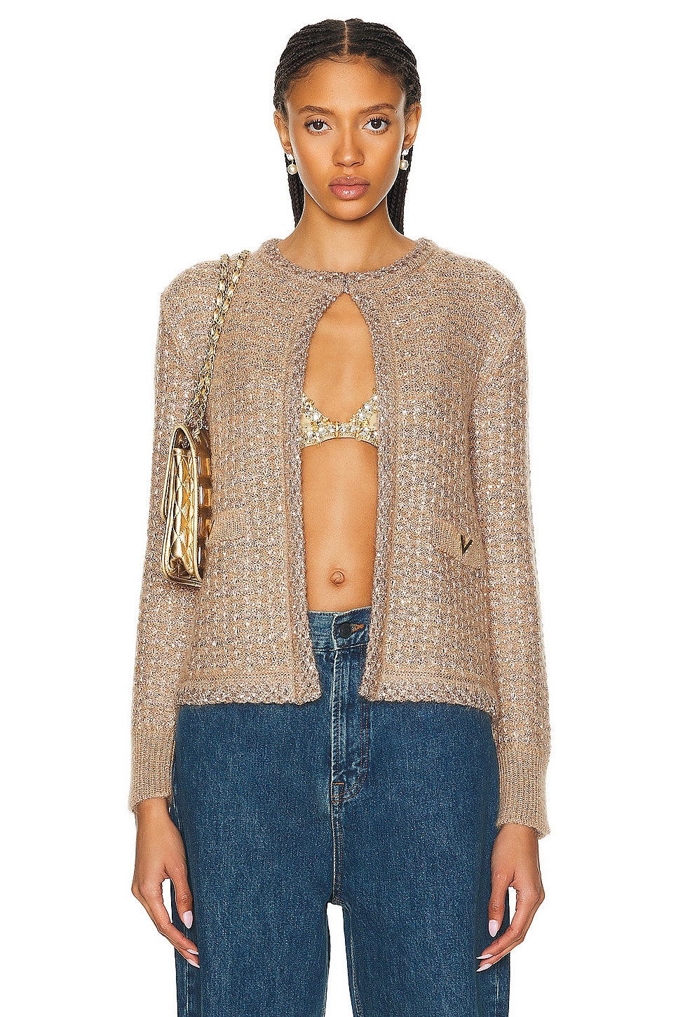 Image 1 of Valentino Mohair Cardigan in Poudre