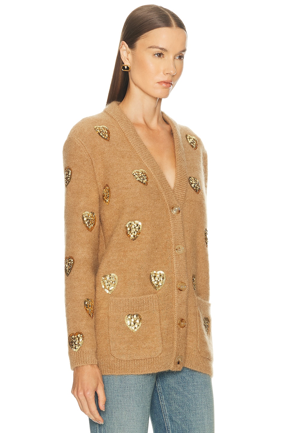 Valentino Embroidered Cardigan In Brown