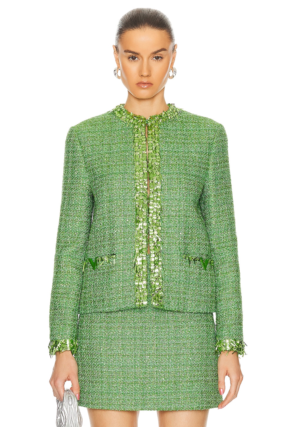 Image 1 of Valentino Embroidered Jacket in Ice Mint Lurex