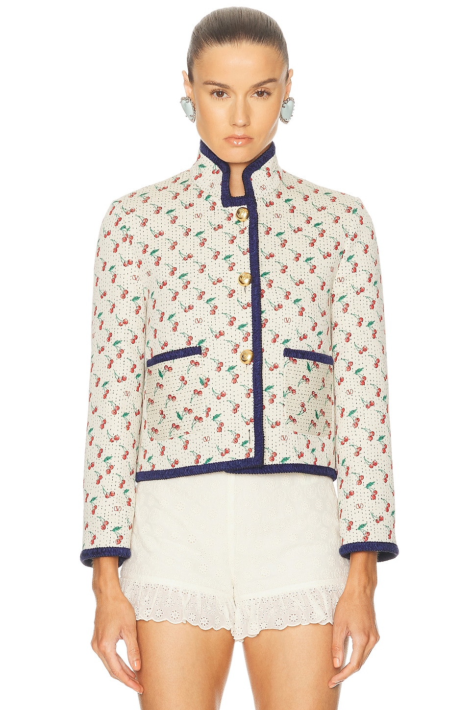 Valentino Cherry Quilted Jacket In Multi