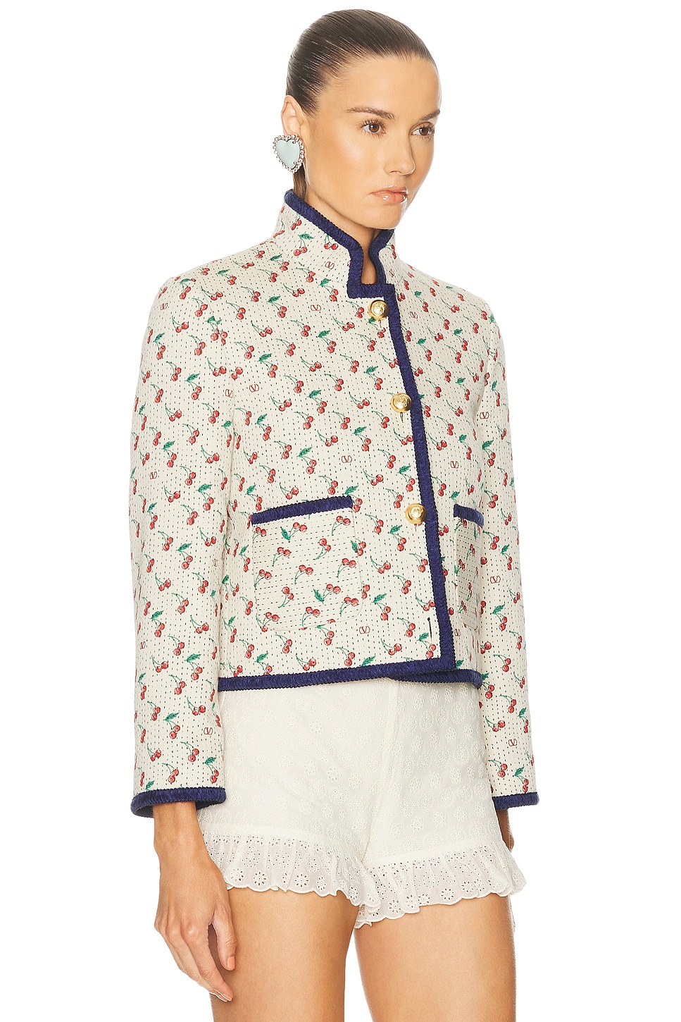 Valentino Cherry Quilted Jacket In Multi