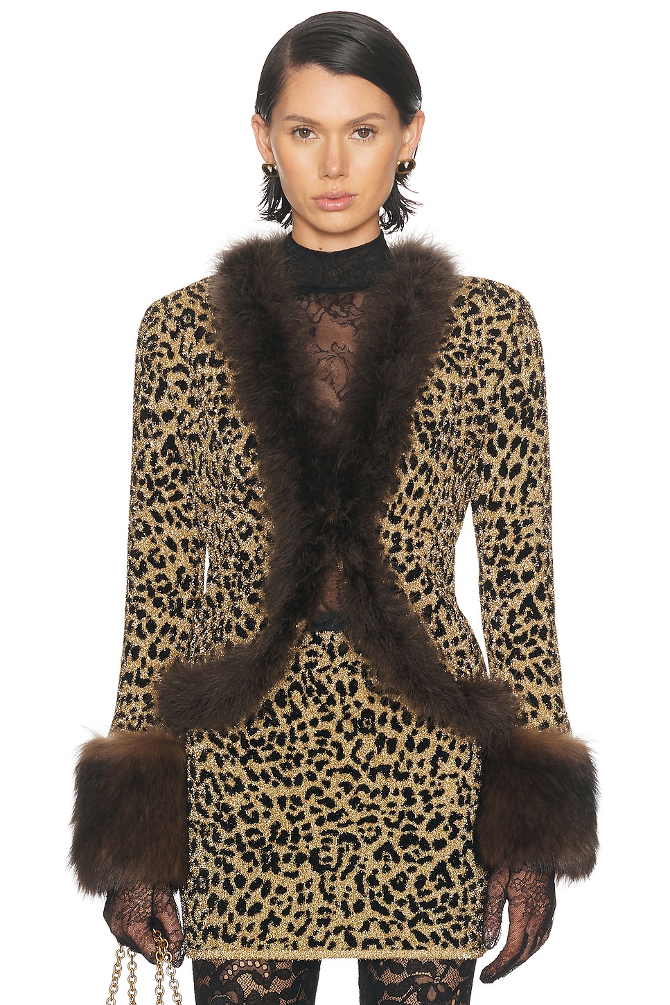 Image 1 of Valentino Animalier Jacquard Jacket in Gold & Nero