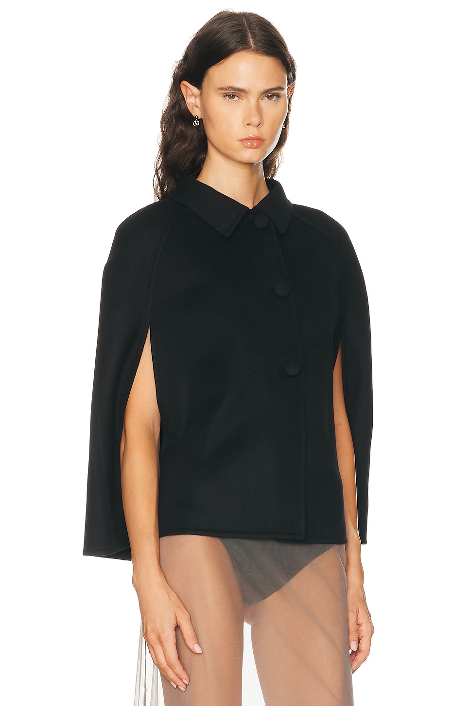Valentino Compact Drape Cape Jacket In Black