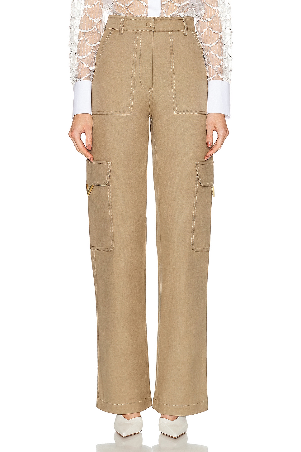 Image 1 of Valentino Cargo Pant in Beige
