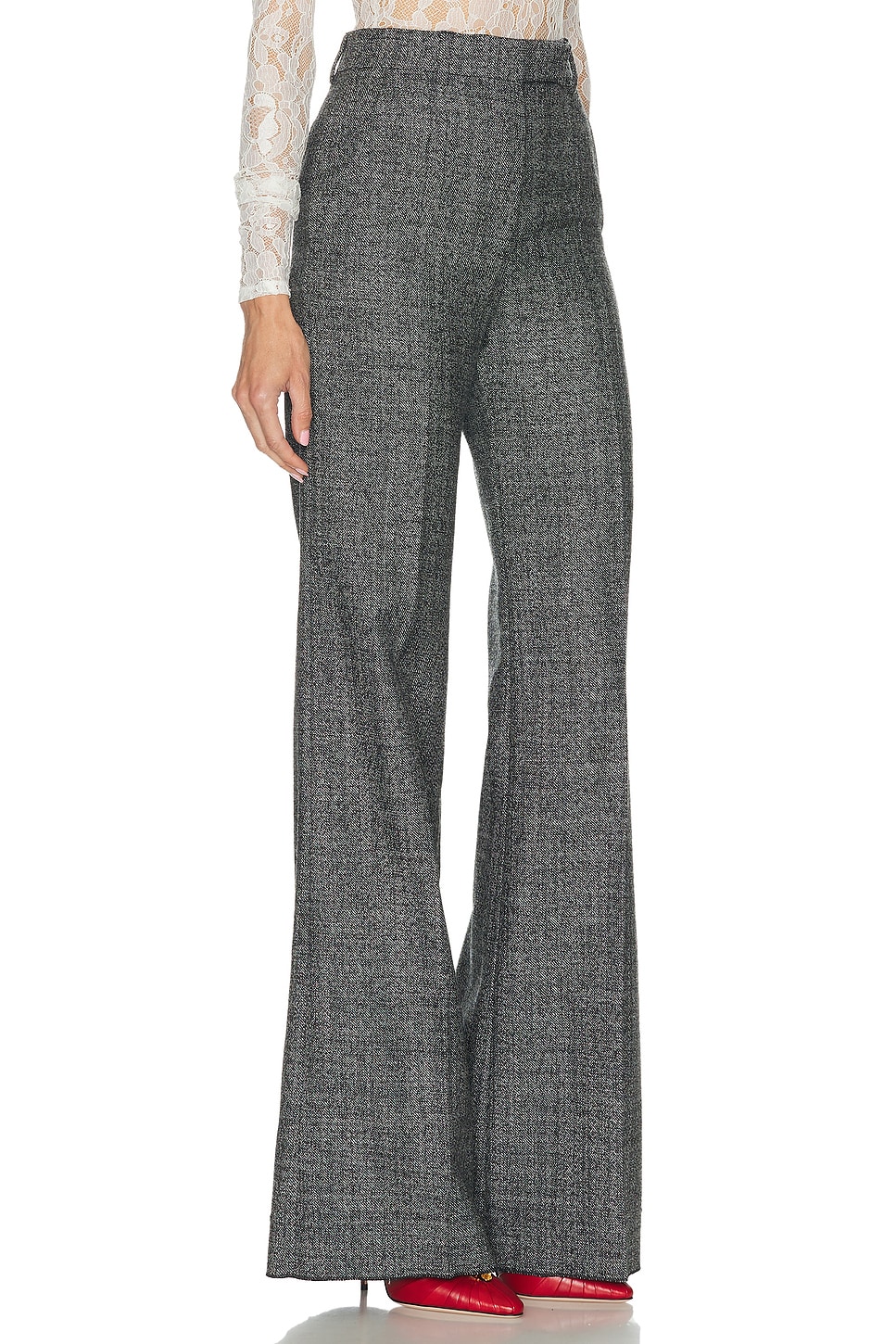 Valentino High-rise Wool-blend Wide-leg Pants In Gray