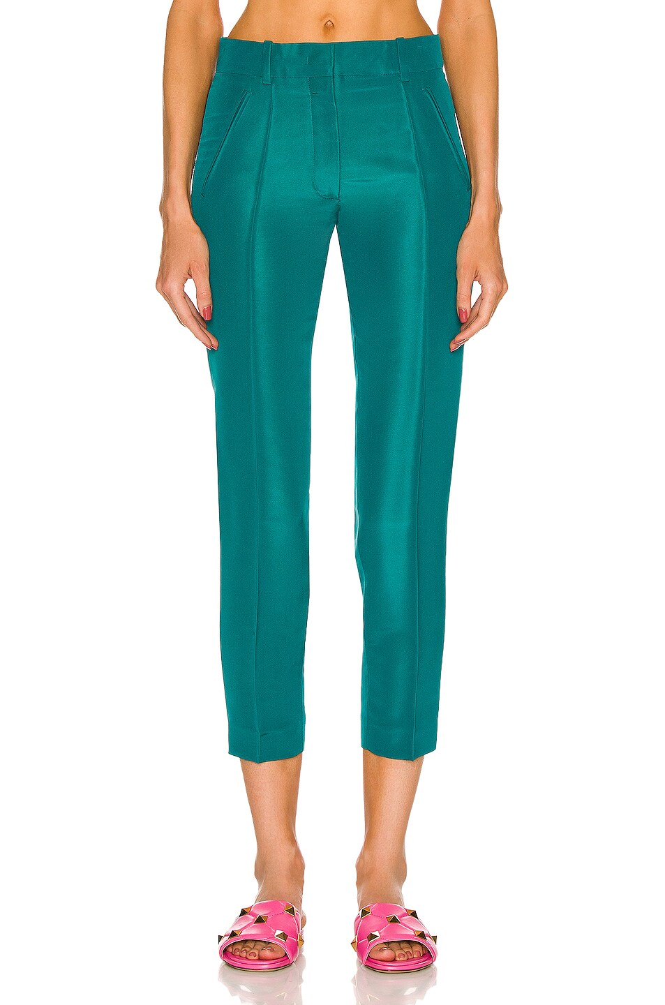 Image 1 of Valentino Skinny Fit Pant in Teal Green