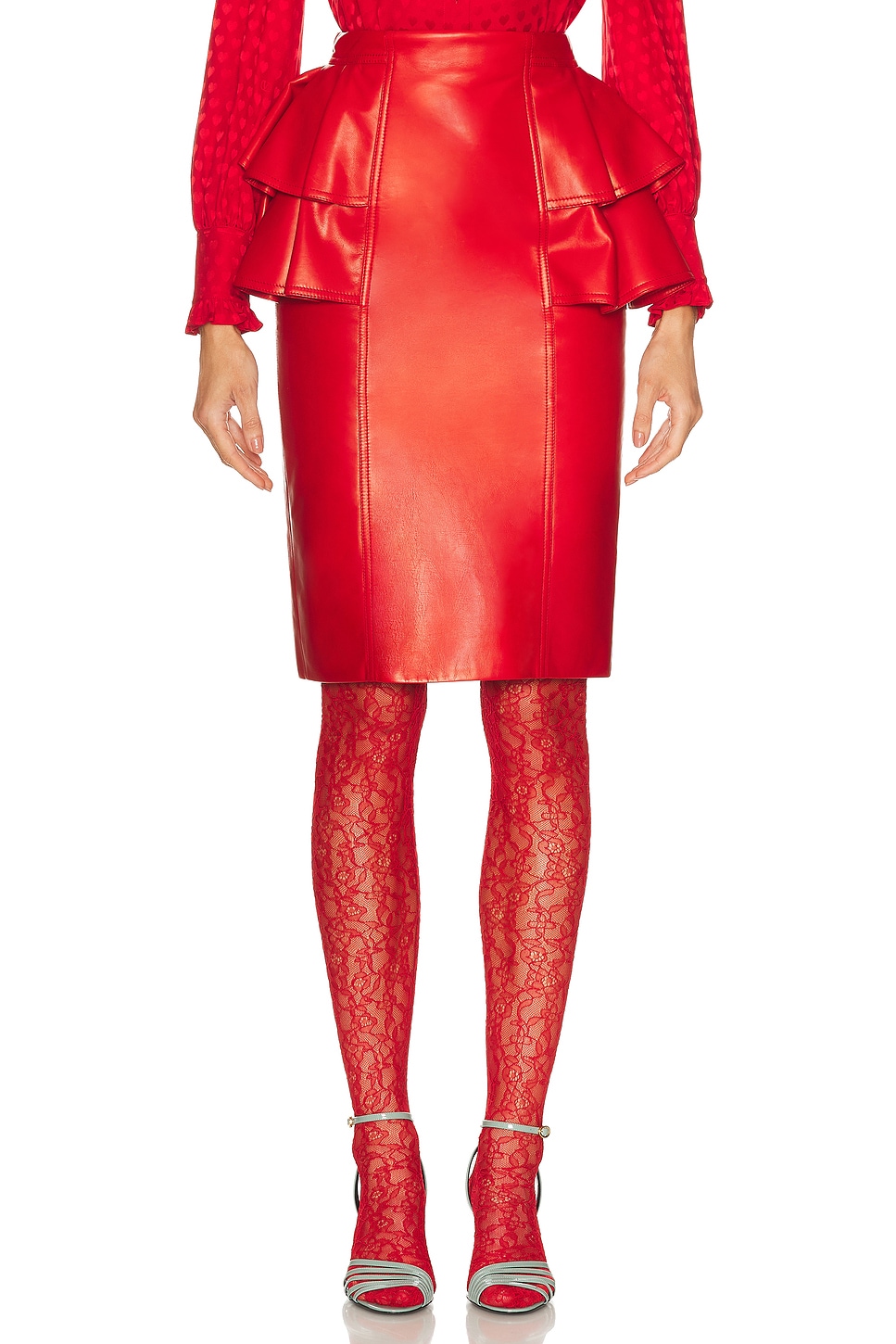 Leather Skirt in Red