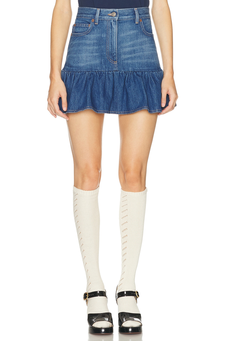 Image 1 of Valentino Denim Skirt in Blue