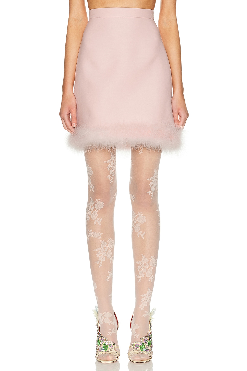Image 1 of Valentino Feather Skirt in Rose