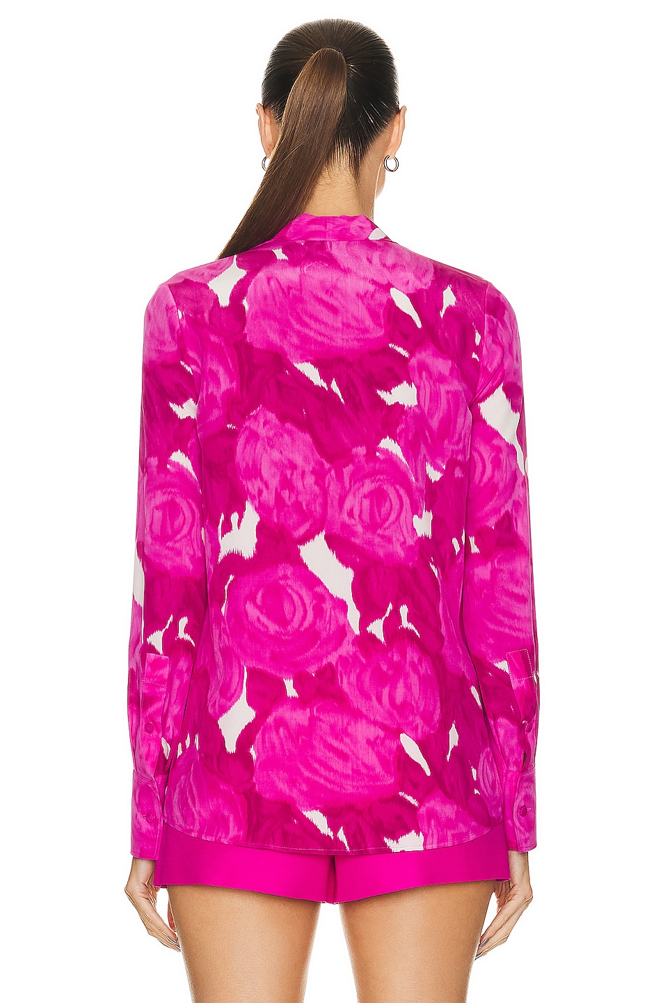 Valentino Rose Pattern Shirt in Milk & Pink | FWRD