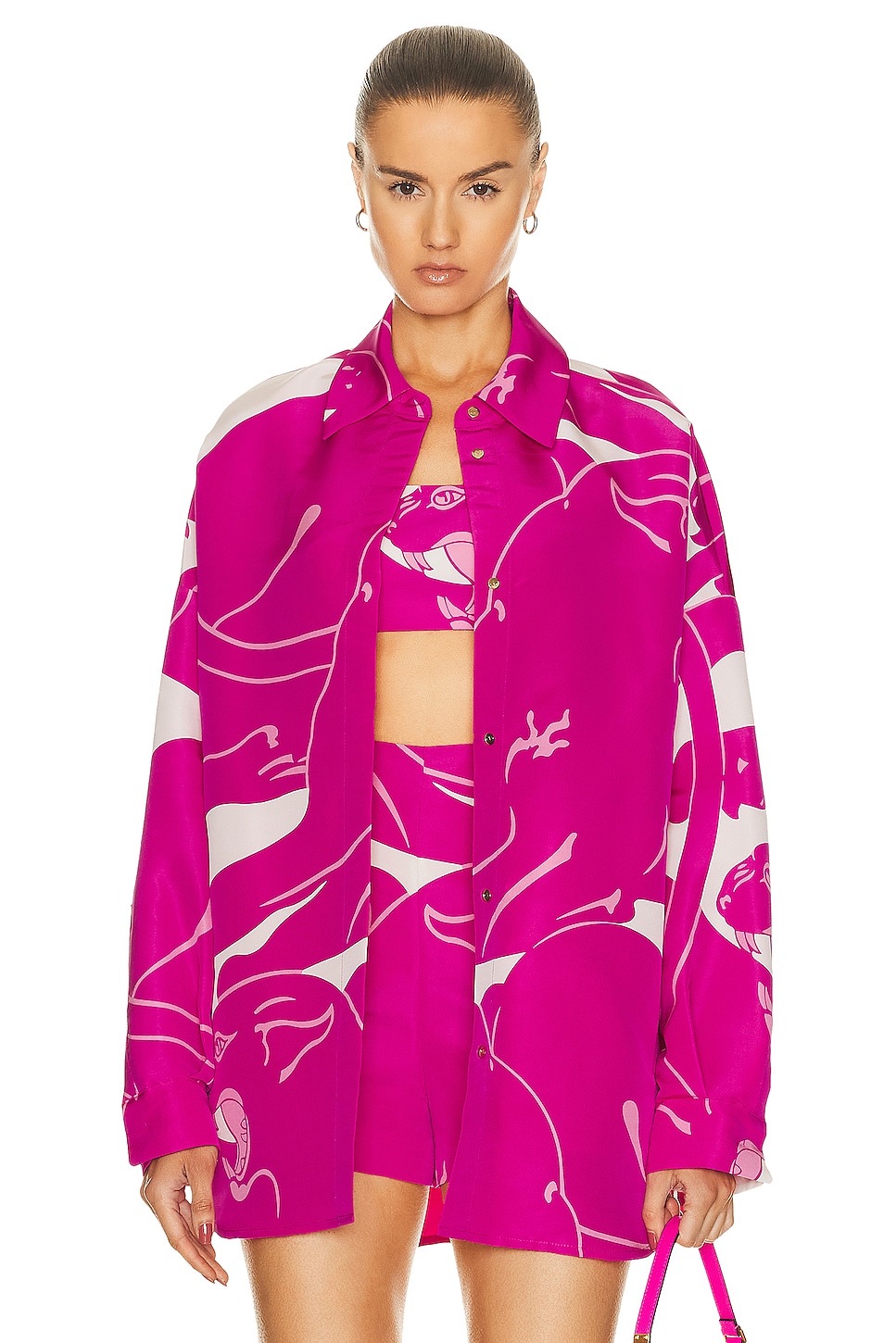 Image 1 of Valentino Panther Pattern Top in Milk & Pink