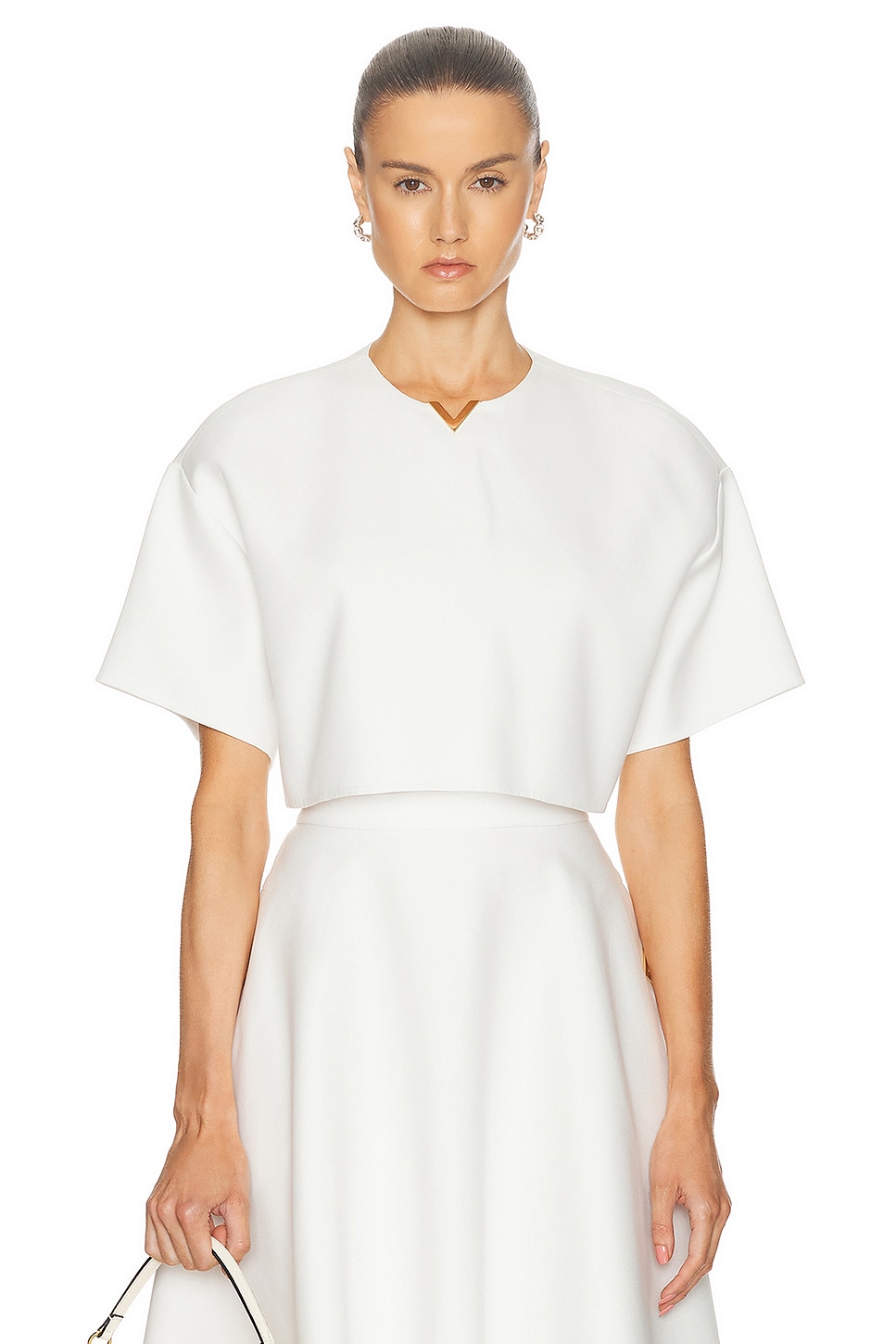 Image 1 of Valentino Short Sleeve Crop Top in Bianco