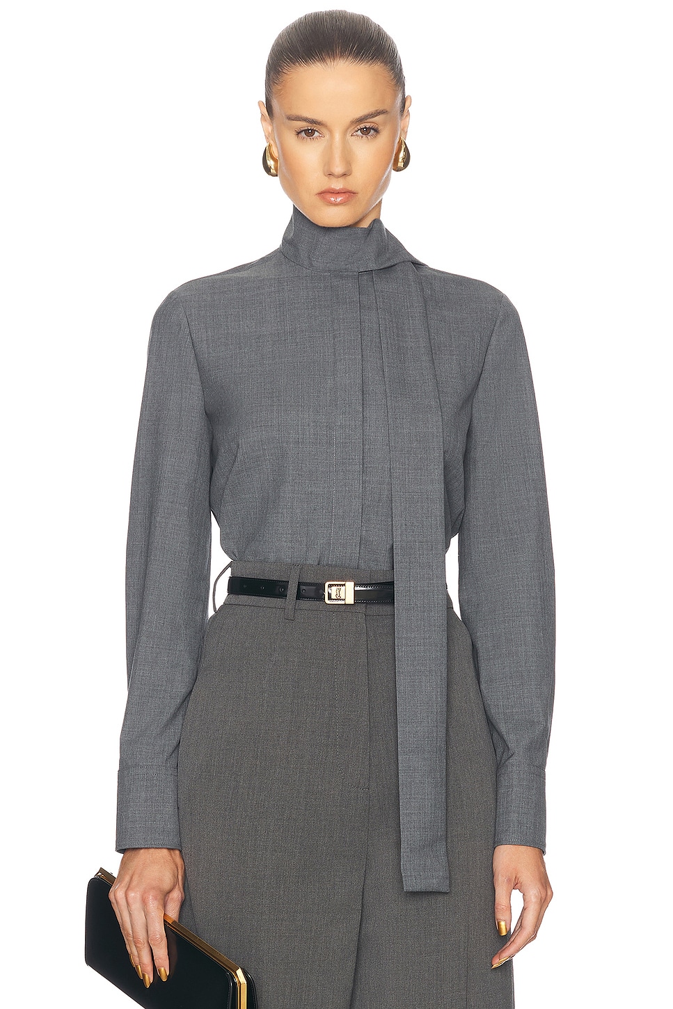 Shop Valentino Solid Shirt In Grigio Medio