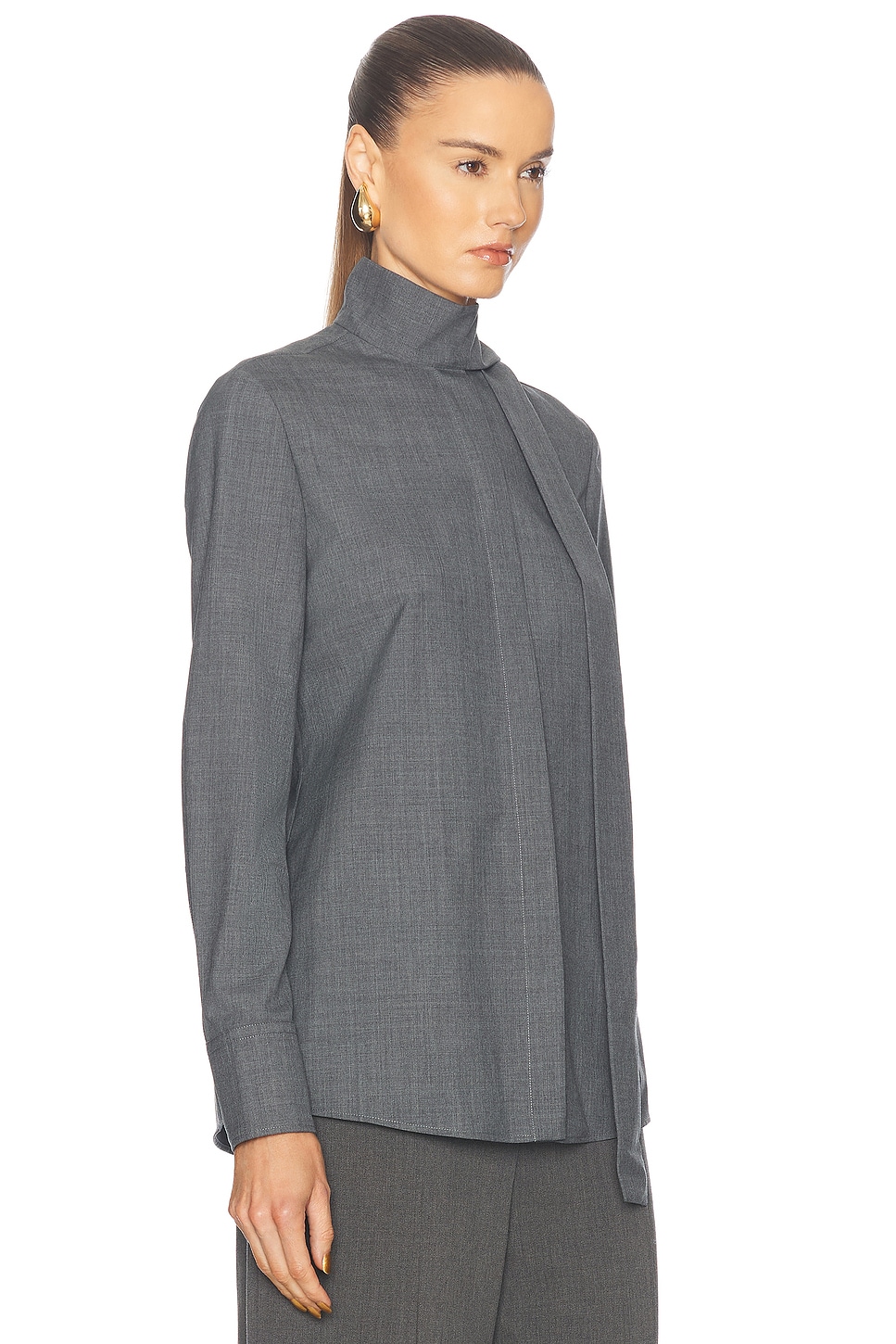 Shop Valentino Solid Shirt In Grigio Medio