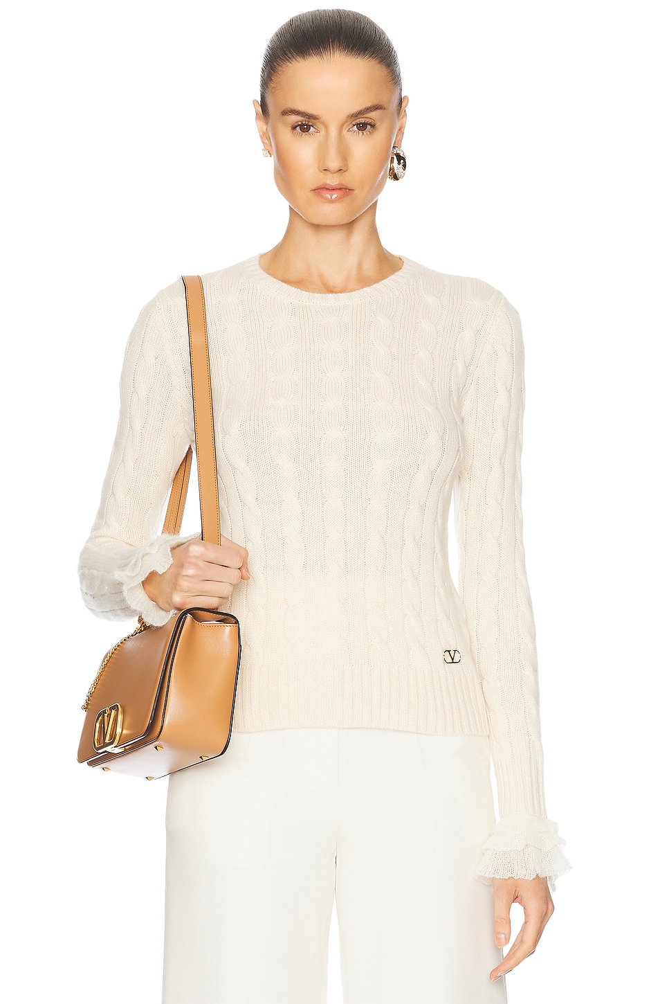 Image 1 of Valentino Cashmere Mohair Top in Betulla & Avorio