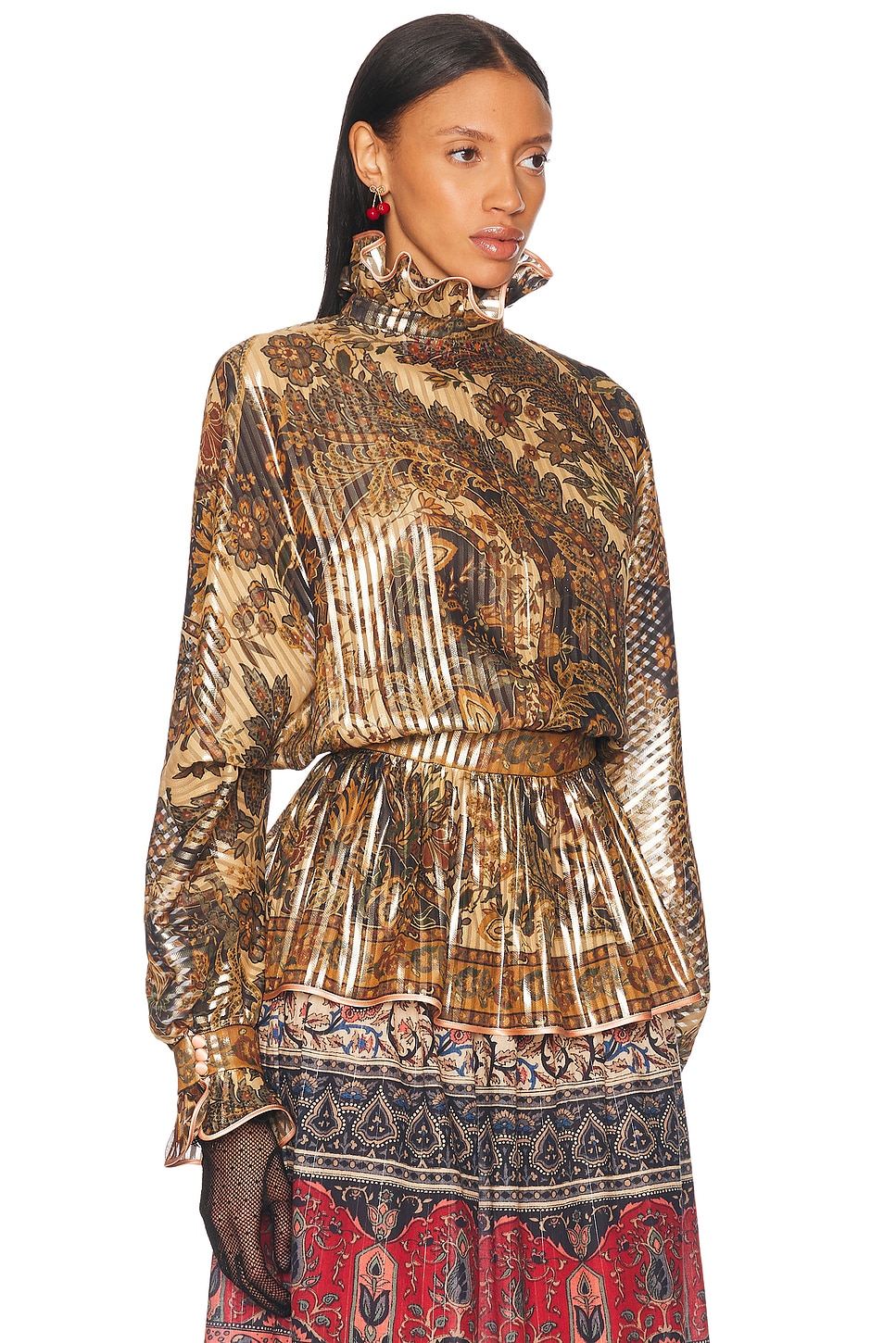 Valentino Patterned Lurex Blouse