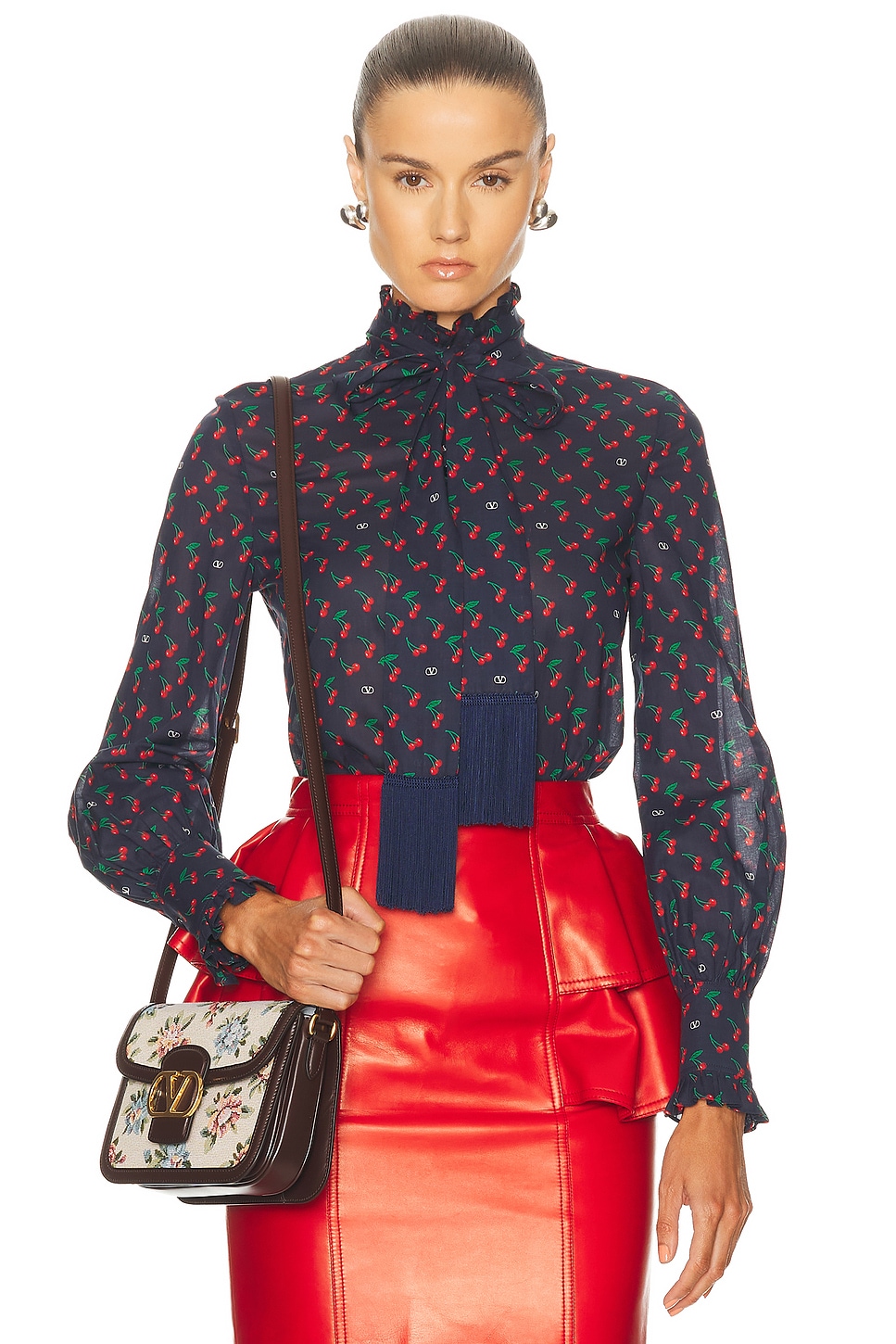 Valentino Cherryfic Shirt In Navy
