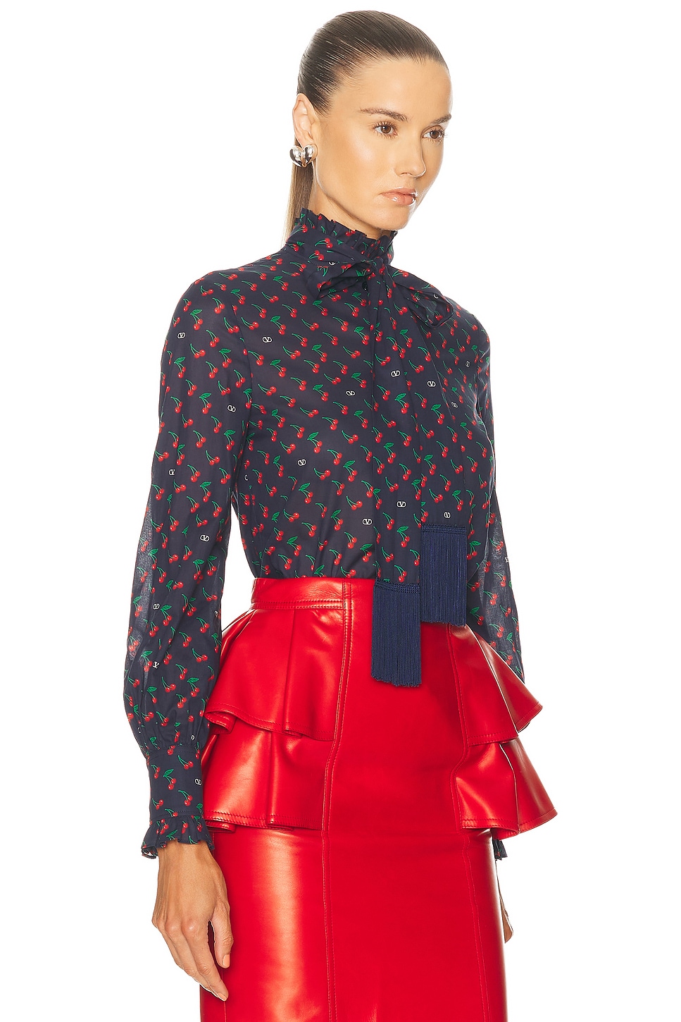 Valentino Cherryfic Shirt In Navy