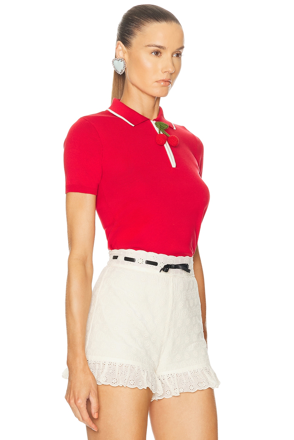 Valentino Top En Coton Avec Cerises En Crochet Femme Paris L In Multi