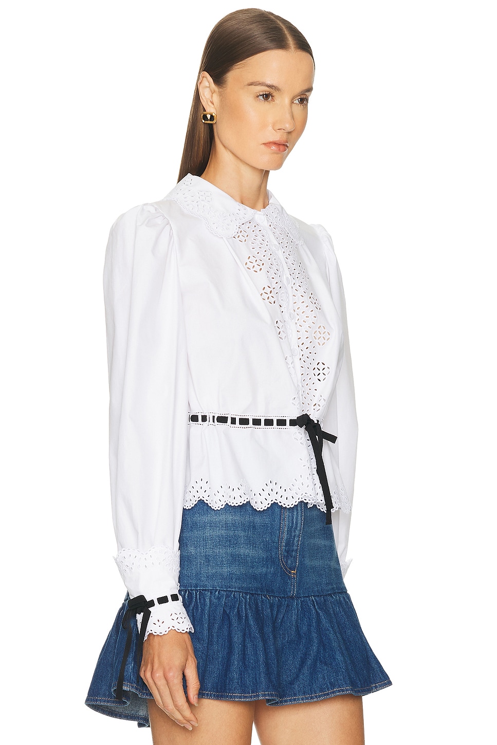 Valentino Embroidered Poplin Shirt In White