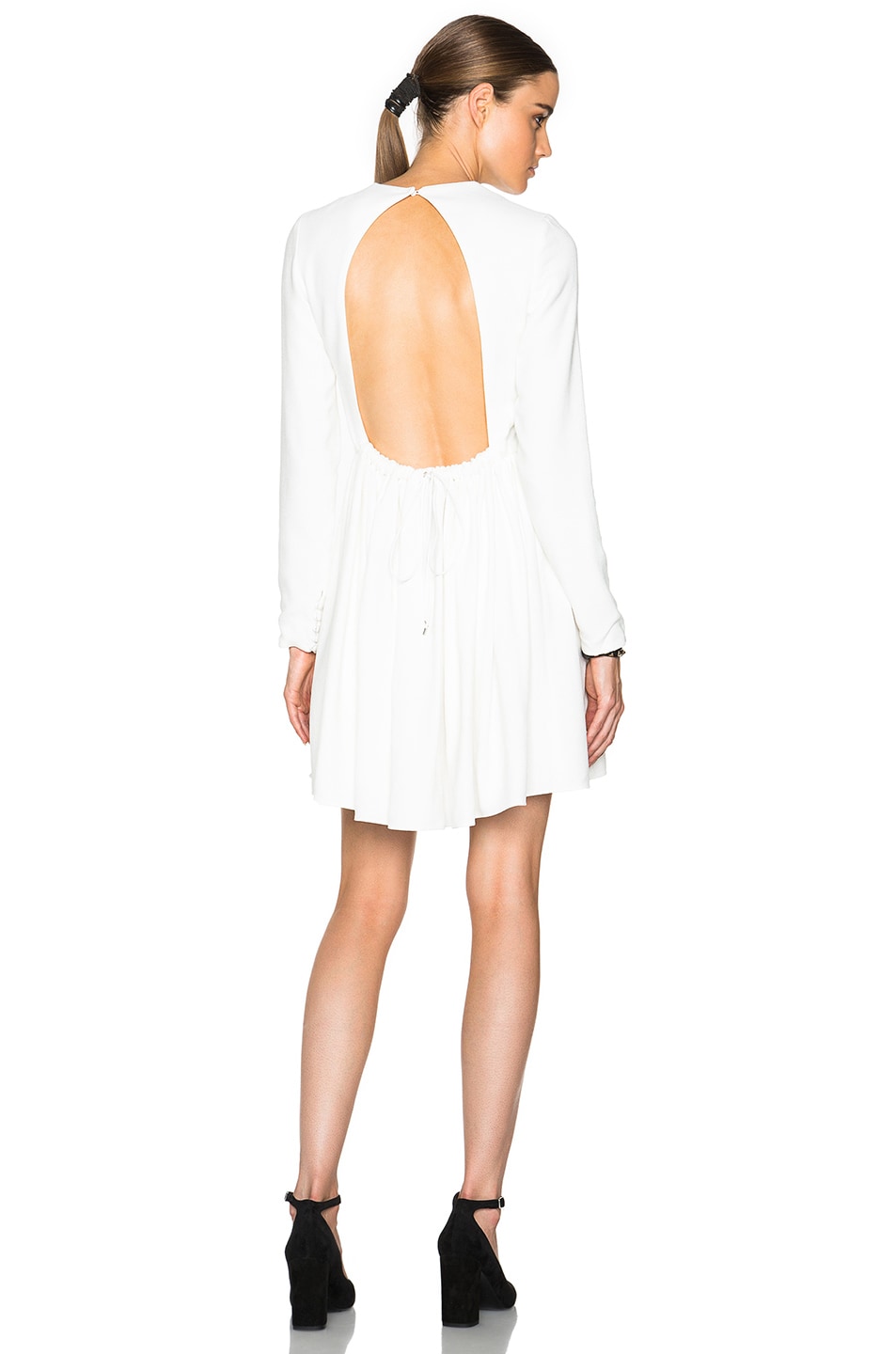 Image 1 of Victoria Victoria Beckham Long Sleeve Open Back Dress in White