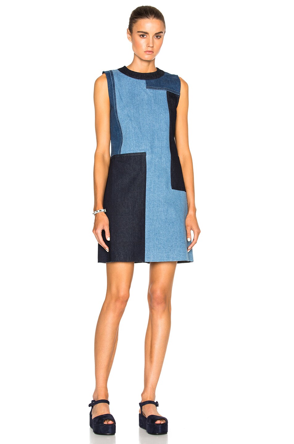 Image 1 of Victoria Victoria Beckham Tunic Dress in Blue Patch