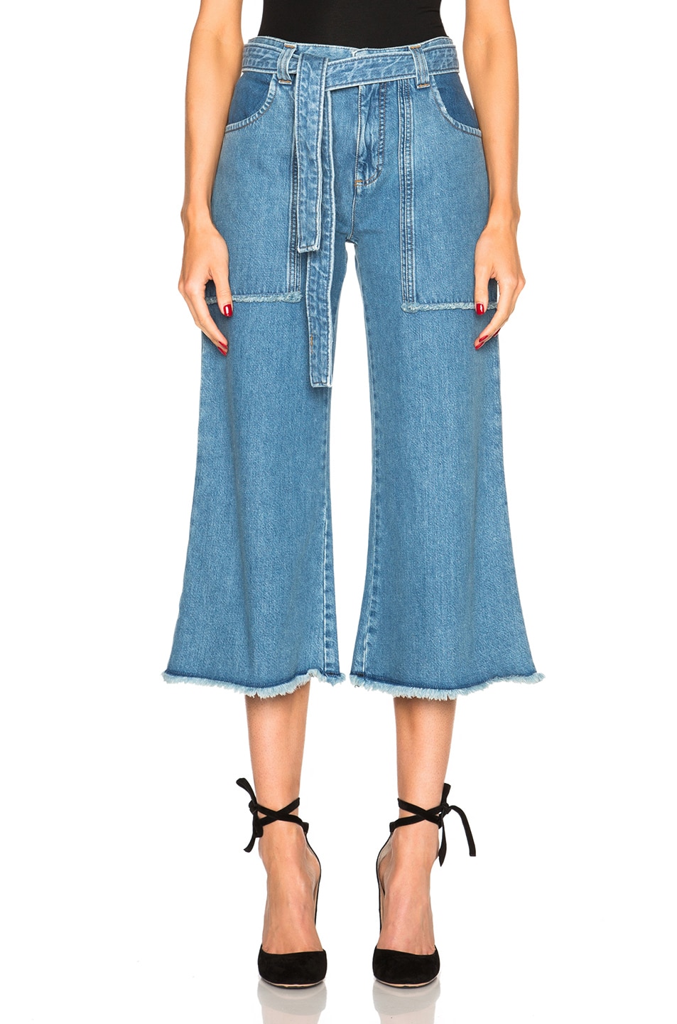 Image 1 of Victoria Victoria Beckham Culottes in Patch Blue