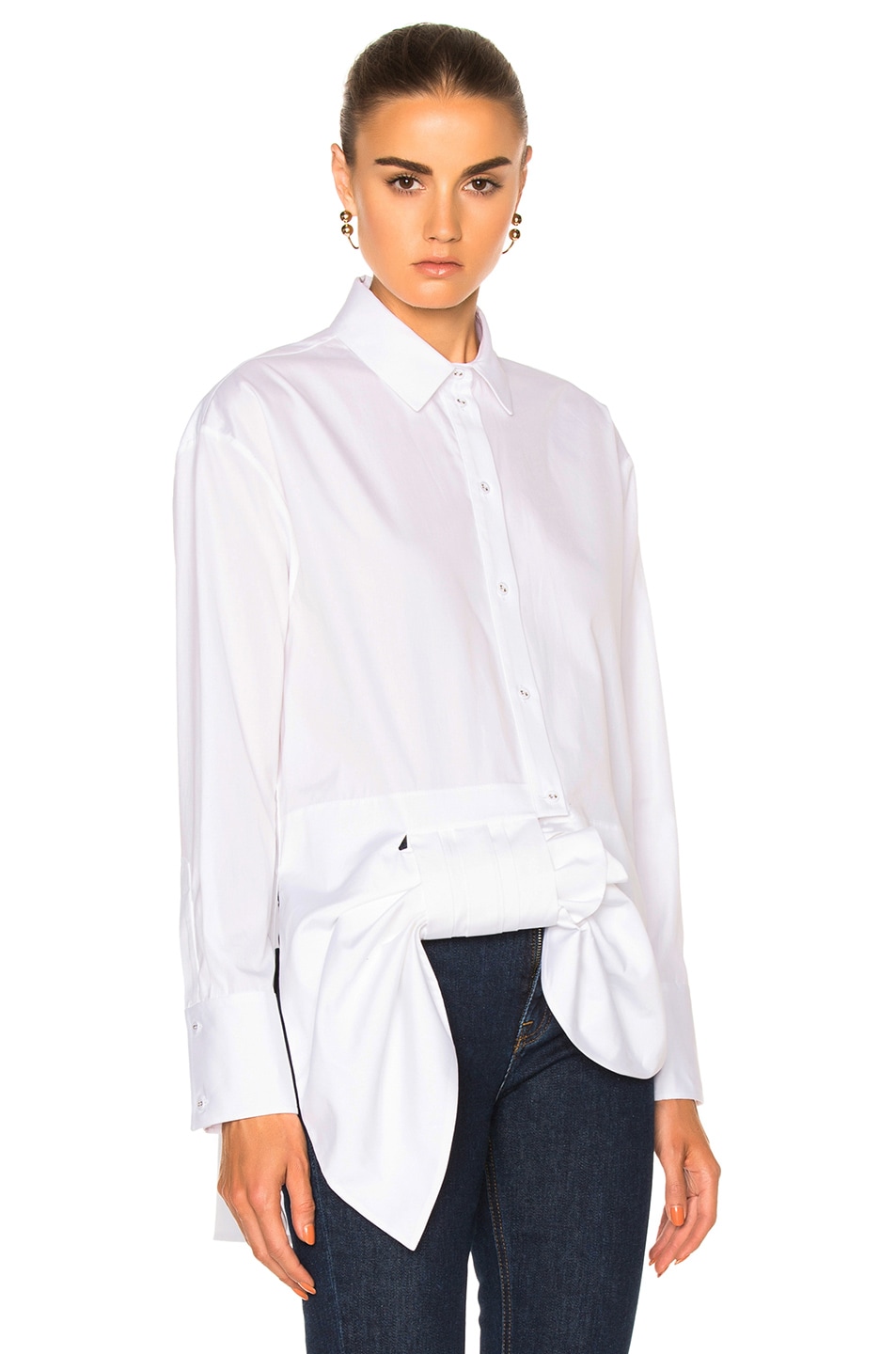 Image 1 of Victoria Victoria Beckham Asymmetric Bow Shirt in White