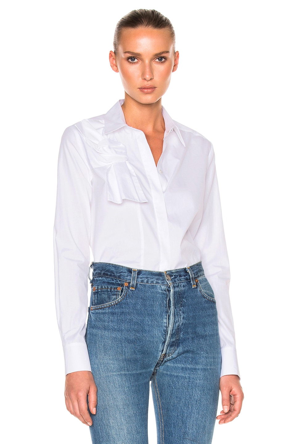 Image 1 of Victoria Victoria Beckham Knot Front Shirt in White