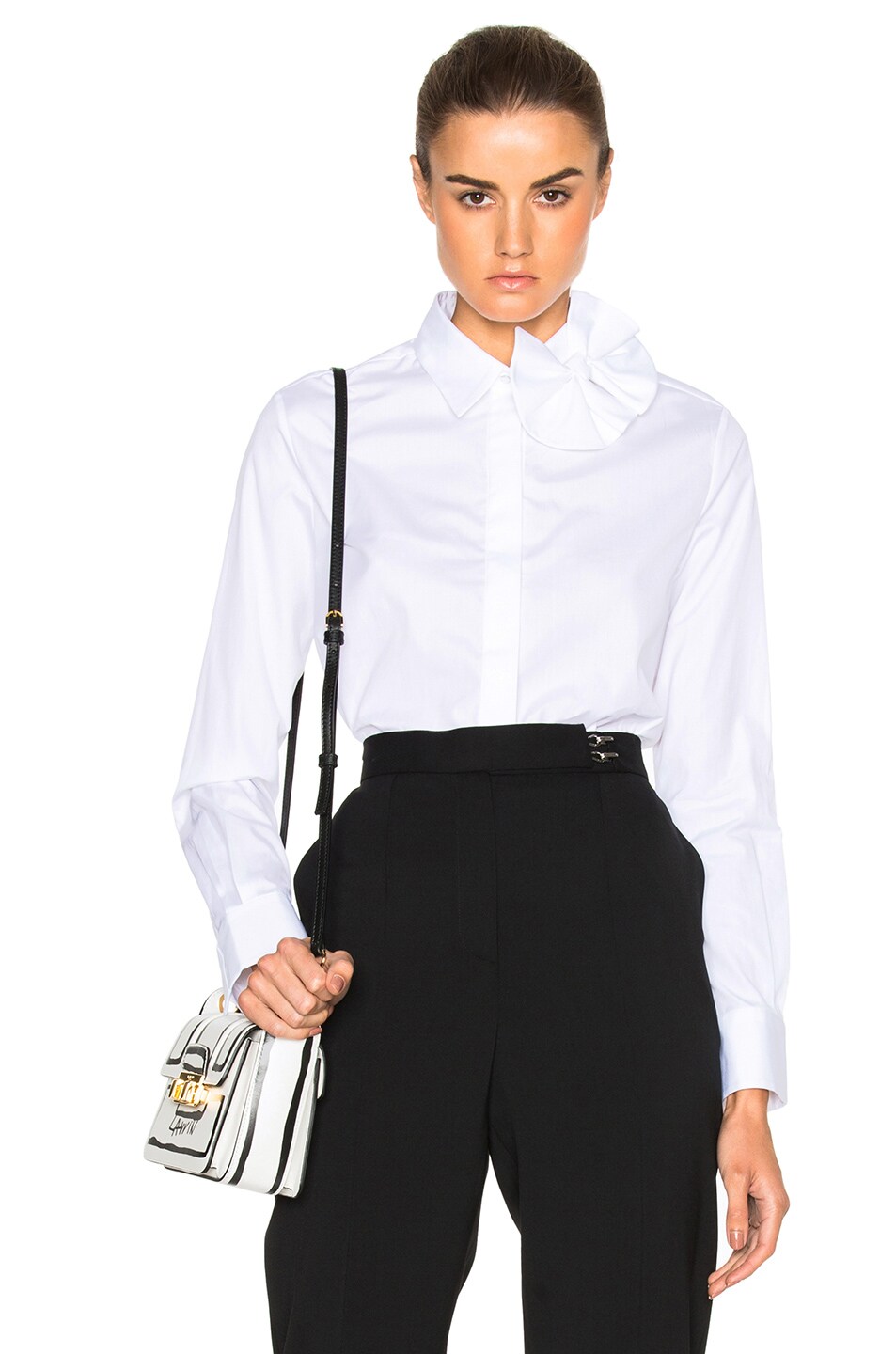 Image 1 of Victoria Victoria Beckham Single Bow Top in Optic White